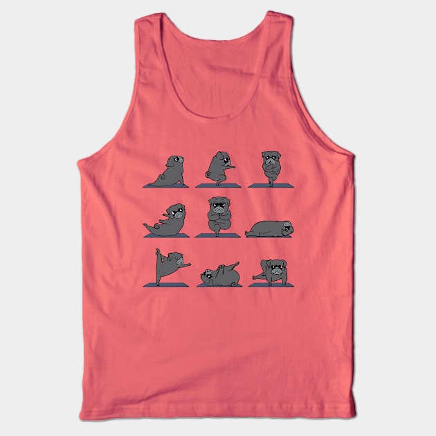 Black Pug Yoga Tank Top by huebucket